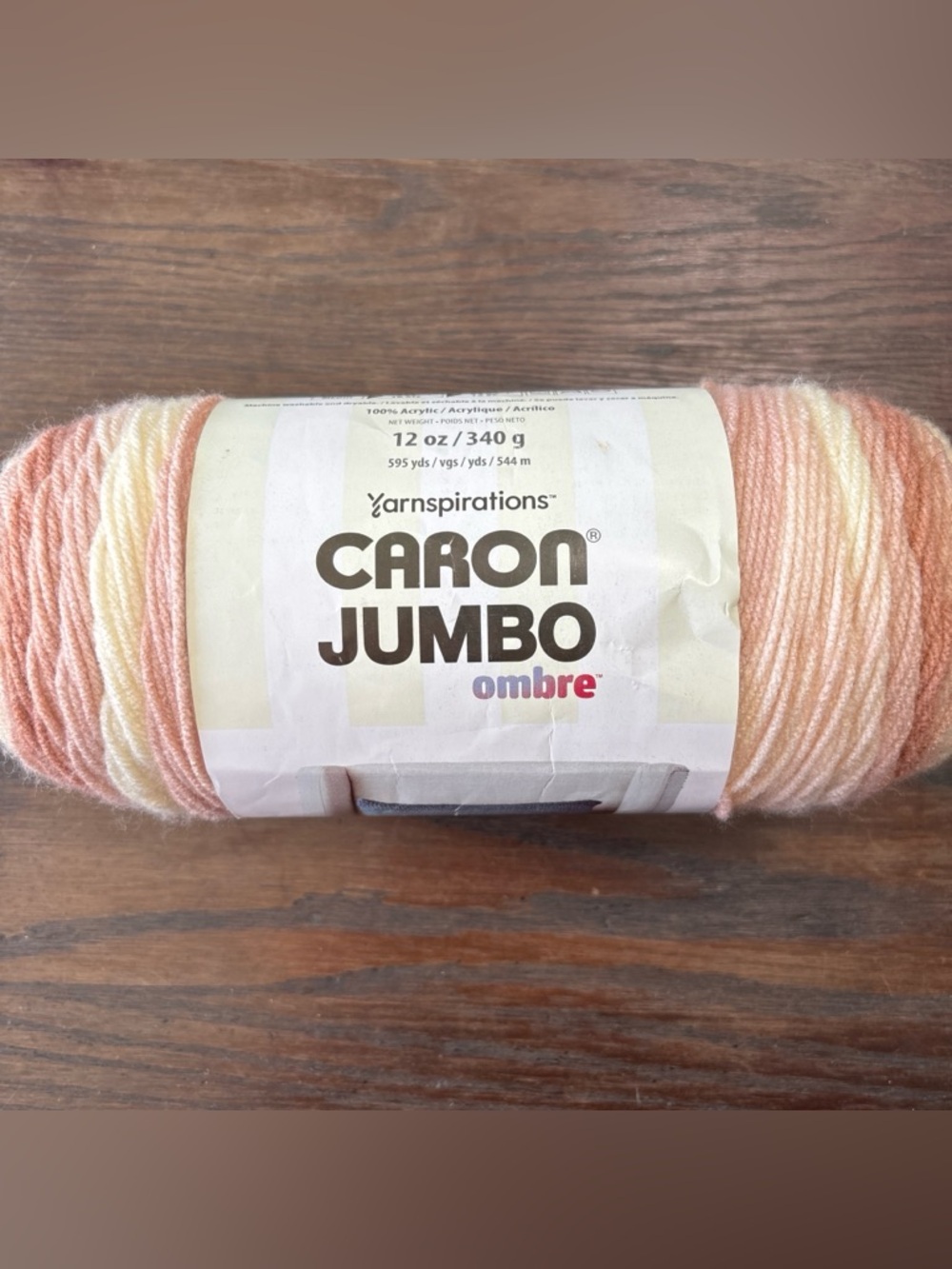 Caron Jumbo Ombre Yarn - Sepia Colorway Pink Peach Blend